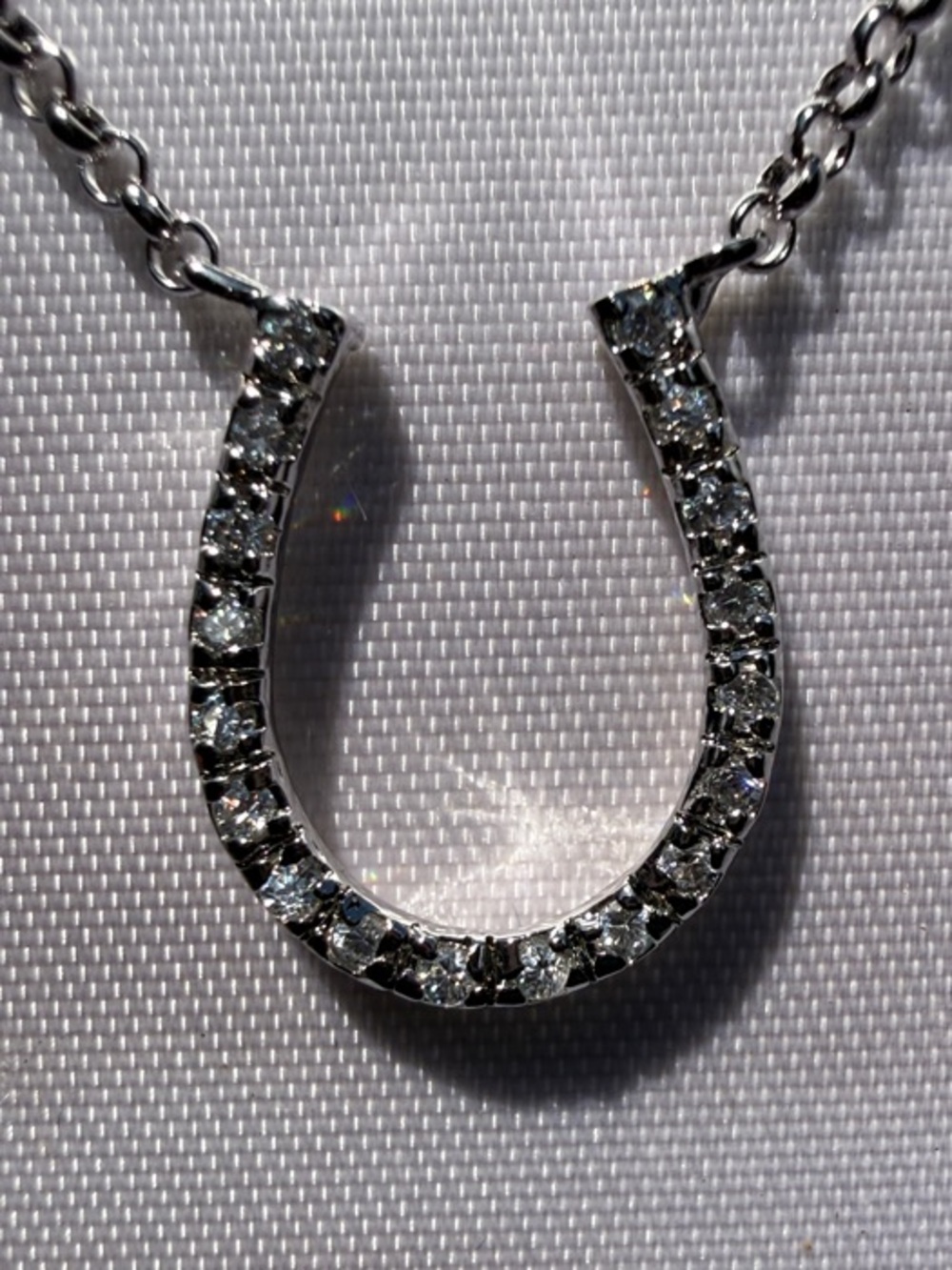 Sterling Silver Pavé Horseshoe Necklace - White Crystal